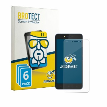 Front side of a product packaging with the brand logo BROTECT. Next to it is the device Tecno Pouvoir 1 shown with the corresp