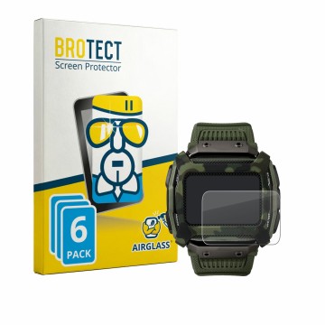 Parte frontal de un envase de producto con el logotipo de la marca BROTECT. Al lado se muestra el dispositivo Timex Command Sh