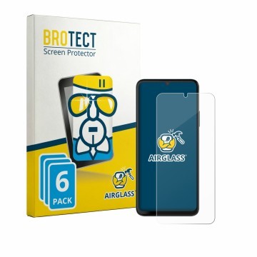 Parte frontal de un envase de producto con el logotipo de la marca BROTECT. Al lado se muestra el dispositivo NUU Mobile X10 5