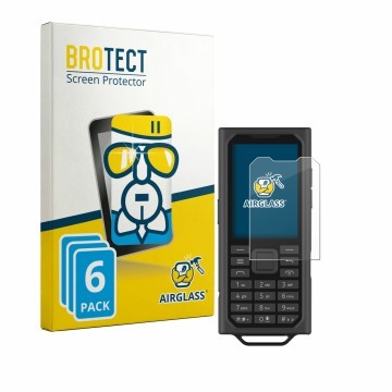 Front side of a product packaging with the brand logo BROTECT. Next to it is the device HMD Terra M shown with the correspondi