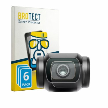 Vorderseite einer Produktverpackung mit dem Markenlogo BROTECT. Daneben ist das Gerät DJI Osmo Pocket 4 (Linse) mit dem zugehö