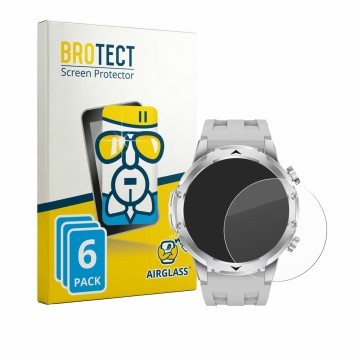 Face avant d’un emballage produit avec le logo de la marque BROTECT. À côté, l’appareil FitVigor Smartwatch 1.53