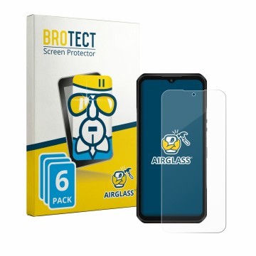 Parte frontale di una confezione del prodotto con il logo del marchio BROTECT. Accanto è raffigurato il dispositivo Oukitel WP