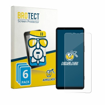 Parte frontale di una confezione del prodotto con il logo del marchio BROTECT. Accanto è raffigurato il dispositivo Sony Xperi