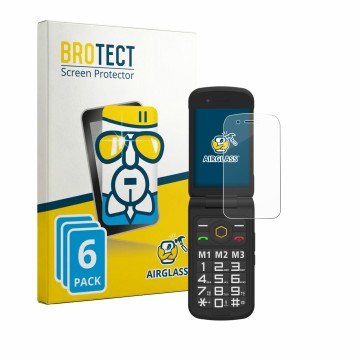 Face avant d’un emballage produit avec le logo de la marque BROTECT. À côté, l’appareil AGM M8 FLIP est représenté avec la pro