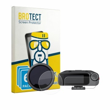 Vorderseite einer Produktverpackung mit dem Markenlogo BROTECT. Daneben ist das Gerät Insta360 Mic Pro TX + RX mit dem zugehör