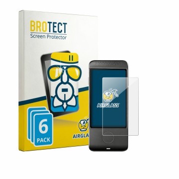 Parte frontal de un envase de producto con el logotipo de la marca BROTECT. Al lado se muestra el dispositivo Vasco Translator
