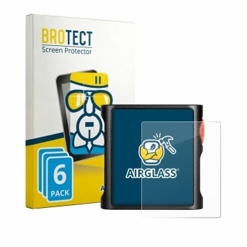 Vorderseite einer Produktverpackung mit dem Markenlogo BROTECT. Daneben ist das Gerät Shanling M0 Pura mit dem zugehörigen Dis