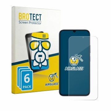 Front side of a product packaging with the brand logo BROTECT. Next to it is the device realme C100x shown with the correspond