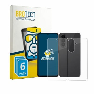 Face avant d’un emballage produit avec le logo de la marque BROTECT. À côté, l’appareil Samsung Galaxy A27 5G (Avant+Arrière) 