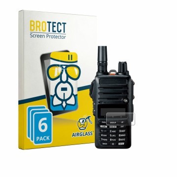 Vorderseite einer Produktverpackung mit dem Markenlogo BROTECT. Daneben ist das Gerät Yaesu FTA-250 mit dem zugehörigen Displa