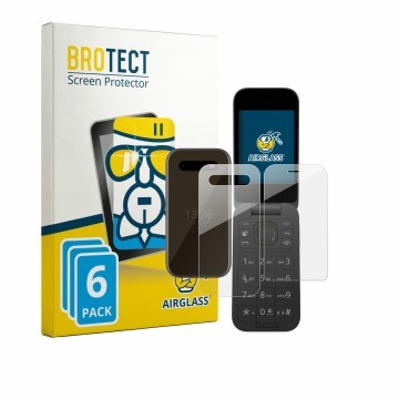 Front side of a product packaging with the brand logo BROTECT. Next to it is the device HMD 2660 Flip 4G (Front+Back) shown wi