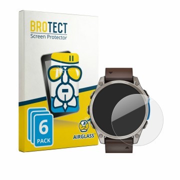 Face avant d’un emballage produit avec le logo de la marque BROTECT. À côté, l’appareil Garmin D2 Mach 2 (47 mm) est représent