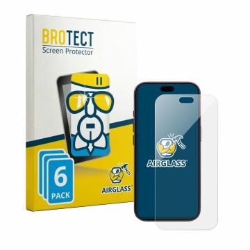 Face avant d’un emballage produit avec le logo de la marque BROTECT. À côté, l’appareil Apple iPhone 18 Pro est représenté ave