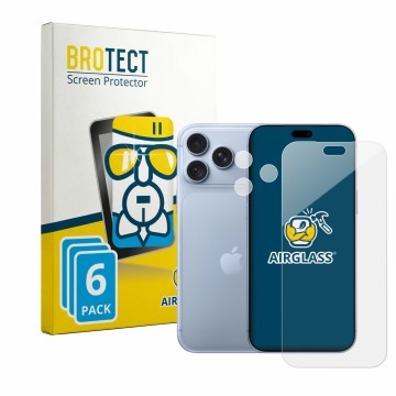 Parte frontale di una confezione del prodotto con il logo del marchio BROTECT. Accanto è raffigurato il dispositivo Apple iPho