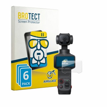 Front side of a product packaging with the brand logo BROTECT. Next to it is the device Insta360 Luna Pro shown with the corre