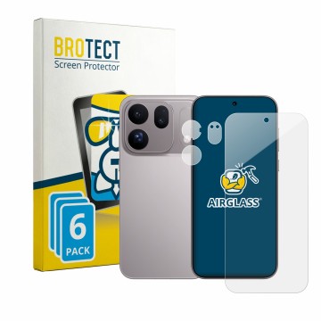 Parte frontale di una confezione del prodotto con il logo del marchio BROTECT. Accanto è raffigurato il dispositivo Oppo Find 