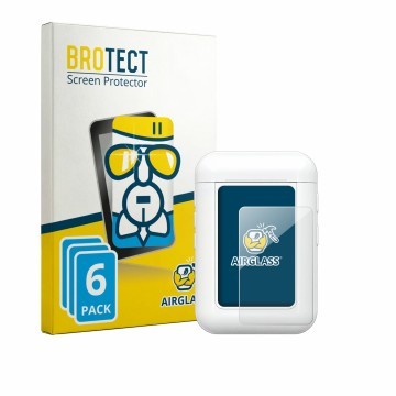 Vorderseite einer Produktverpackung mit dem Markenlogo BROTECT. Daneben ist das Gerät Anfier A8 mit dem zugehörigen Displaysch