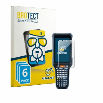 Face avant d’un emballage produit avec le logo de la marque BROTECT. À côté, l’appareil Datalogic Falcon X60 est représenté av