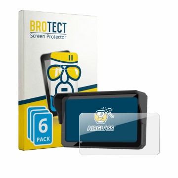 Front side of a product packaging with the brand logo BROTECT. Next to it is the device Carpuride W602 Pro 6.25