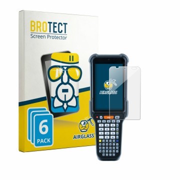 Face avant d’un emballage produit avec le logo de la marque BROTECT. À côté, l’appareil Datalogic Falcon X65 est représenté av