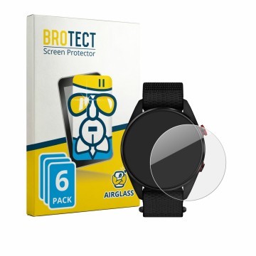 Parte frontal de un envase de producto con el logotipo de la marca BROTECT. Al lado se muestra el dispositivo Garmin Approach 