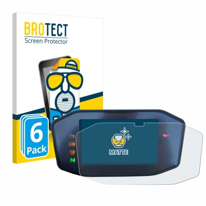 Parte frontal de un envase de producto con el logotipo de la marca BROTECT. Al lado se muestra el dispositivo KTM 690 Duke 201