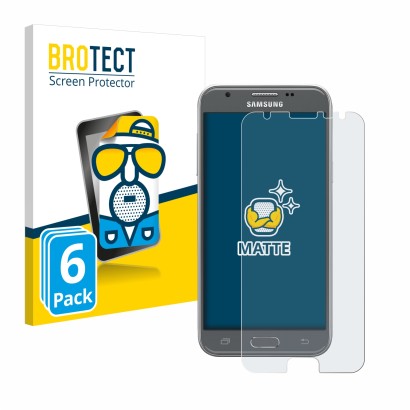Front side of a product packaging with the brand logo BROTECT. Next to it is the device Samsung Galaxy J3 2017 shown with the 