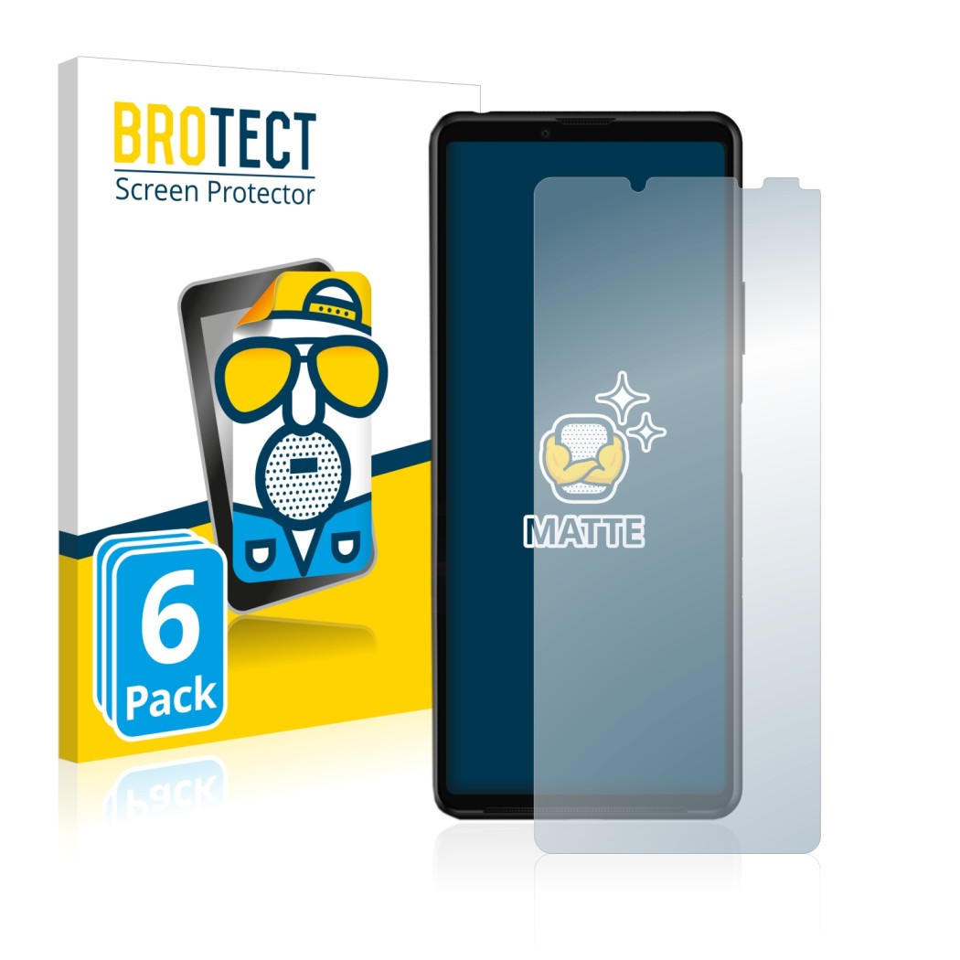 Face avant d’un emballage produit avec le logo de la marque BROTECT. À côté, l’appareil Sony Xperia 10 III est représenté avec