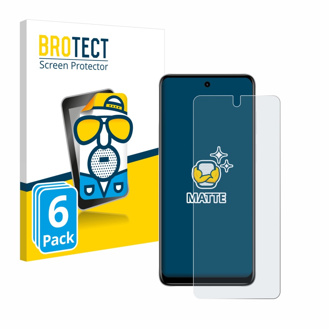 Front side of a product packaging with the brand logo BROTECT. Next to it is the device Motorola Moto E32 shown with the corre