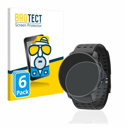 Parte frontal de un envase de producto con el logotipo de la marca BROTECT. Al lado se muestra el dispositivo Suunto 9 Peak Pr