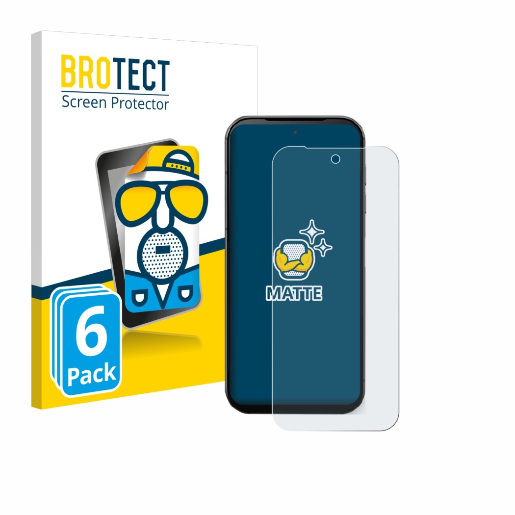 Vorderseite einer Produktverpackung mit dem Markenlogo BROTECT. Daneben ist das Gerät Fairphone 5 mit dem zugehörigen Displays