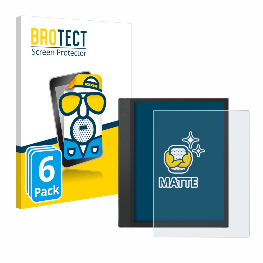 Vorderseite einer Produktverpackung mit dem Markenlogo BROTECT. Daneben ist das Gerät Boox Note Air 3 C mit dem zugehörigen Di