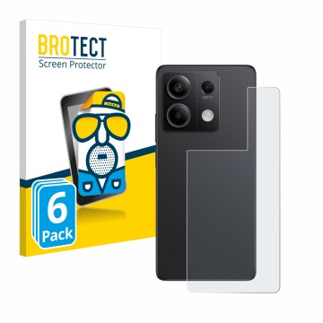 Front side of a product packaging with the brand logo BROTECT. Next to it is the device Xiaomi Redmi Note 13 Pro 5G (Back) sho