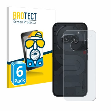 Front side of a product packaging with the brand logo BROTECT. Next to it is the device Nothing Phone (2a) (Back) shown with t