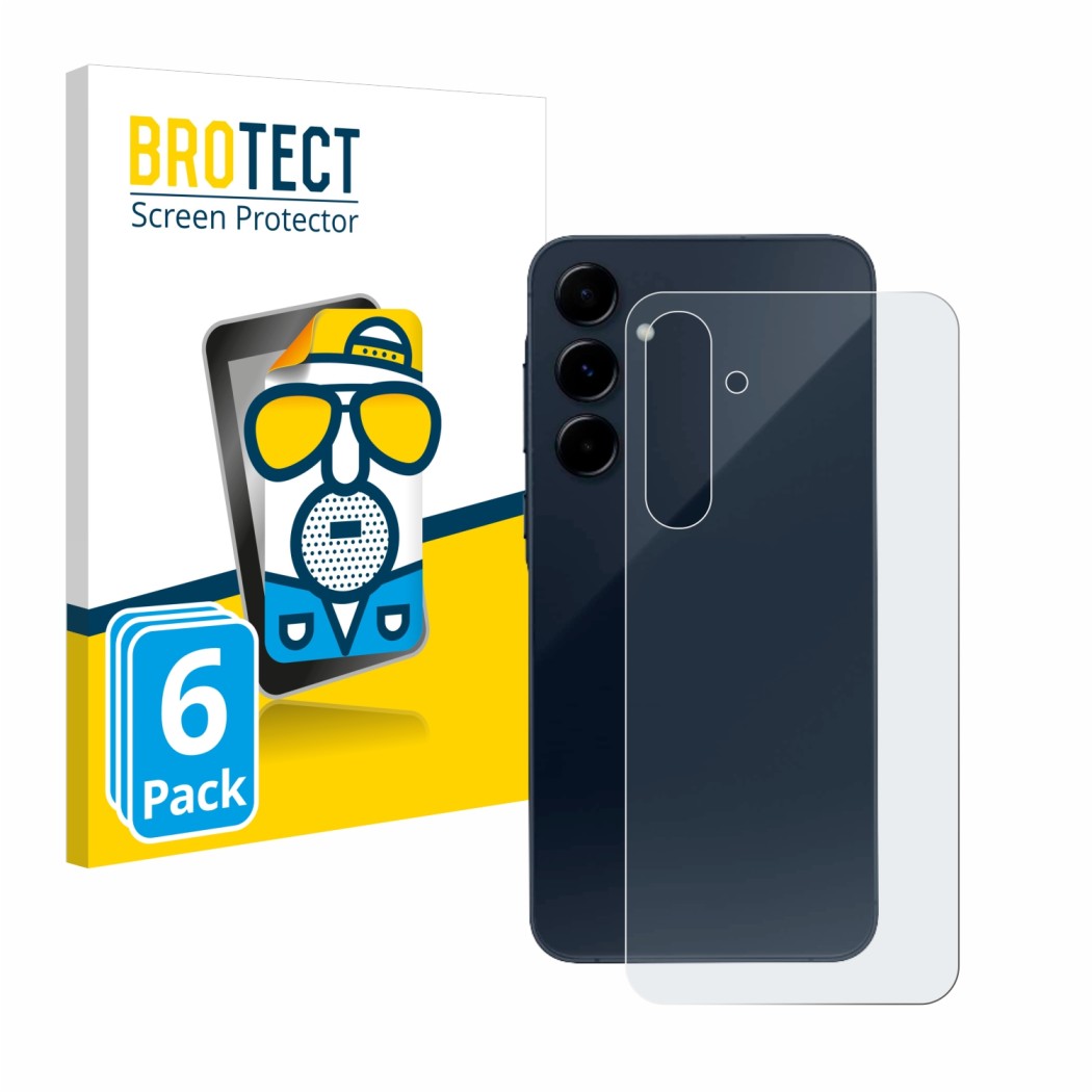 Front side of a product packaging with the brand logo BROTECT. Next to it is the device Samsung Galaxy A35 5G (Back) shown wit