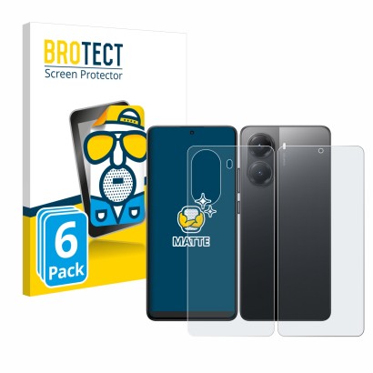 Parte frontal de un envase de producto con el logotipo de la marca BROTECT. Al lado se muestra el dispositivo Xiaomi Poco X7 P