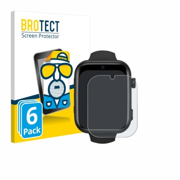 Vorderseite einer Produktverpackung mit dem Markenlogo BROTECT. Daneben ist das Gerät Aimiuvei Kids Smartwatch mit dem zugehör