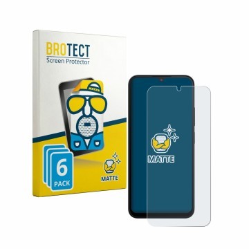 Parte frontal de un envase de producto con el logotipo de la marca BROTECT. Al lado se muestra el dispositivo Xiaomi Redmi A7 