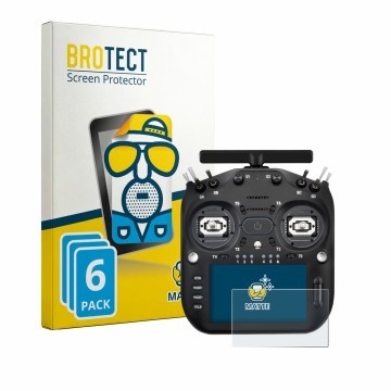 Parte frontal de un envase de producto con el logotipo de la marca BROTECT. Al lado se muestra el dispositivo Radiomaster TX16