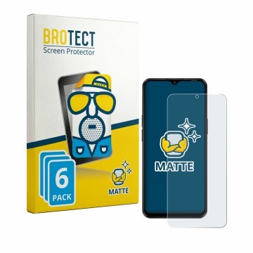 Parte frontal de un envase de producto con el logotipo de la marca BROTECT. Al lado se muestra el dispositivo Blackview Wave 7