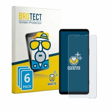 Parte frontal de un envase de producto con el logotipo de la marca BROTECT. Al lado se muestra el dispositivo Sony Xperia 1 VI