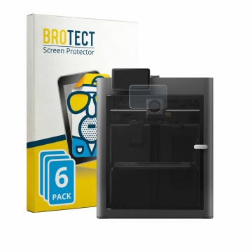 Front side of a product packaging with the brand logo BROTECT. Next to it is the device Bambu Lab X2D shown with the correspon