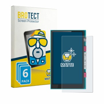 Parte frontal de un envase de producto con el logotipo de la marca BROTECT. Al lado se muestra el dispositivo Hiby Digital M50