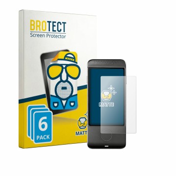 Parte frontal de un envase de producto con el logotipo de la marca BROTECT. Al lado se muestra el dispositivo Vasco Translator
