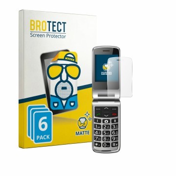 Vorderseite einer Produktverpackung mit dem Markenlogo BROTECT. Daneben ist das Gerät bea-fon SL645 mit dem zugehörigen Displa