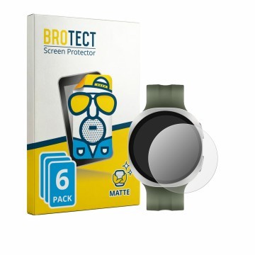 Face avant d’un emballage produit avec le logo de la marque BROTECT. À côté, l’appareil Samsung Galaxy Watch 9 (40 mm) est rep