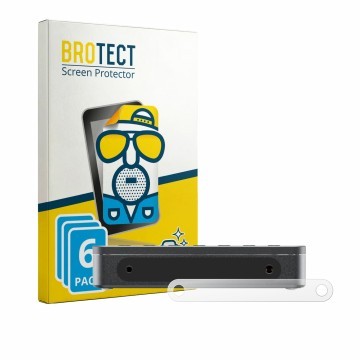 Parte frontal de un envase de producto con el logotipo de la marca BROTECT. Al lado se muestra el dispositivo FiiO DM13 BT con