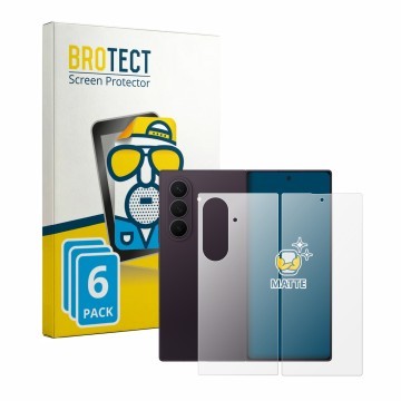 Parte frontal de un envase de producto con el logotipo de la marca BROTECT. Al lado se muestra el dispositivo Samsung Galaxy Z