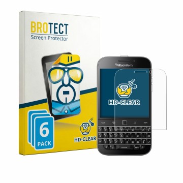 Parte frontale di una confezione del prodotto con il logo del marchio BROTECT. Accanto è raffigurato il dispositivo Blackberry